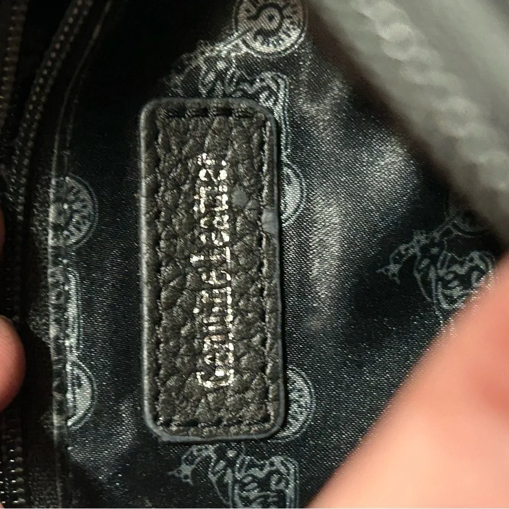 Harley-Davidson Women's Black Leather Gold‎ Studded Midnight Rider Hip Crossbody
